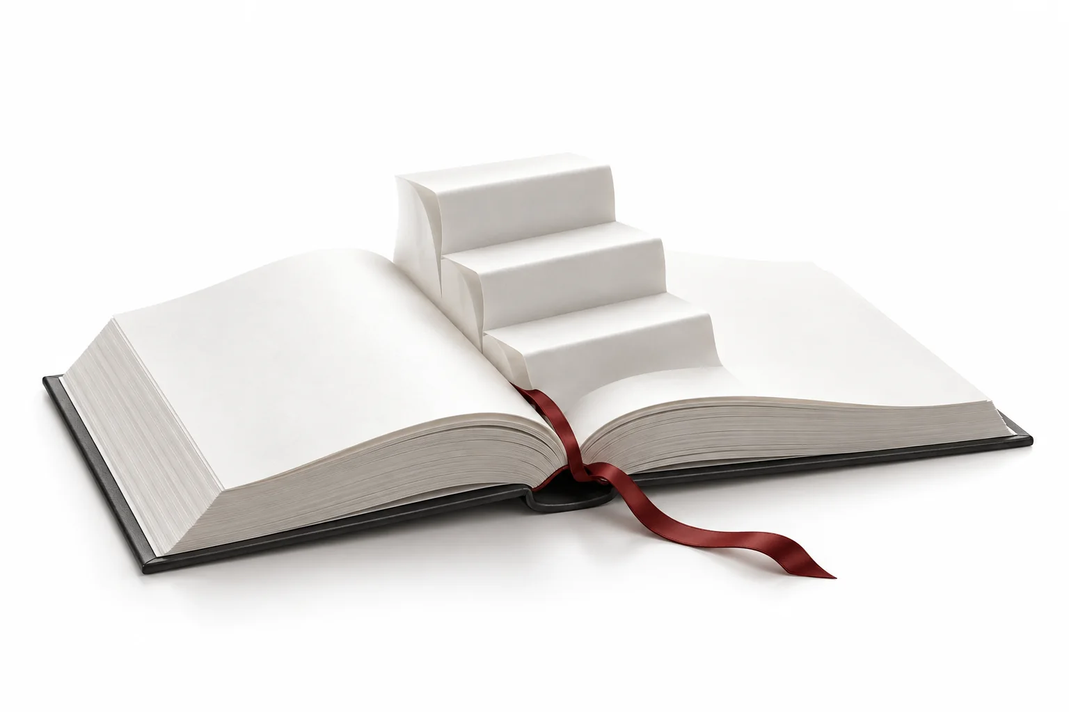An open book forming a series of steps