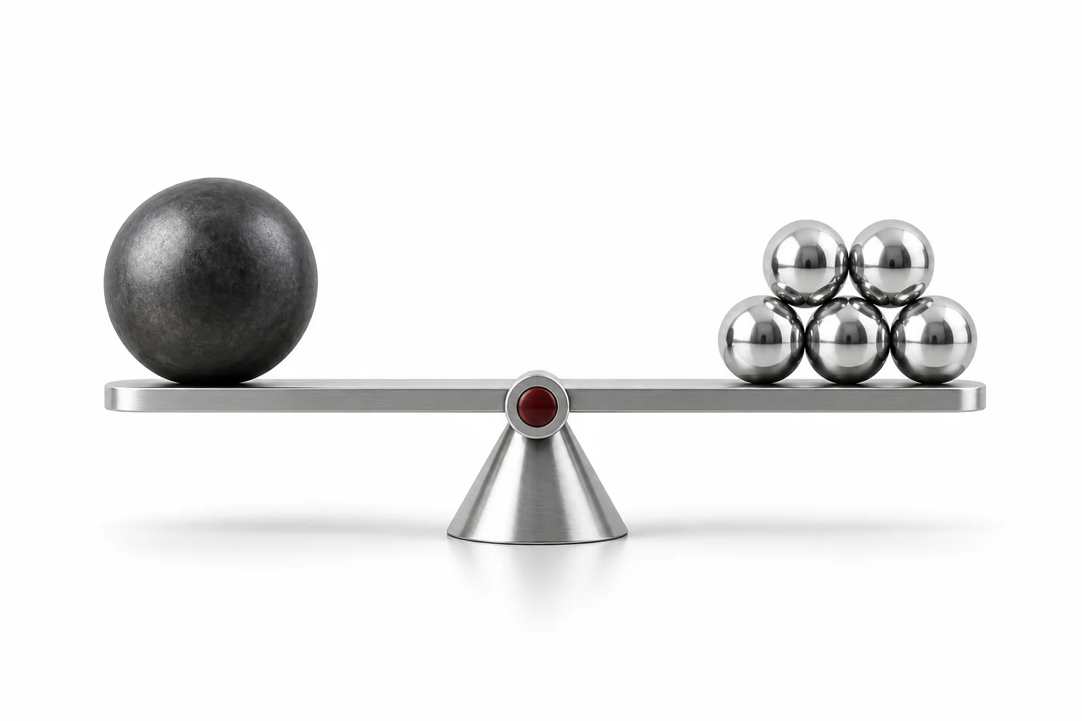 A precision fulcrum balancing large and small weights